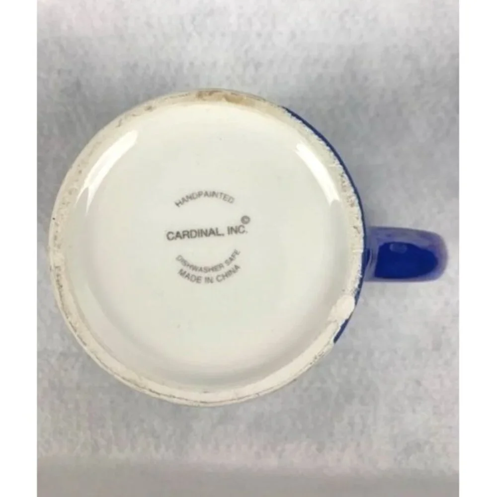 Ceramic Coffee Tea Mug by‎ Cardinal Inc with Winter Village Scene Blue Handle
